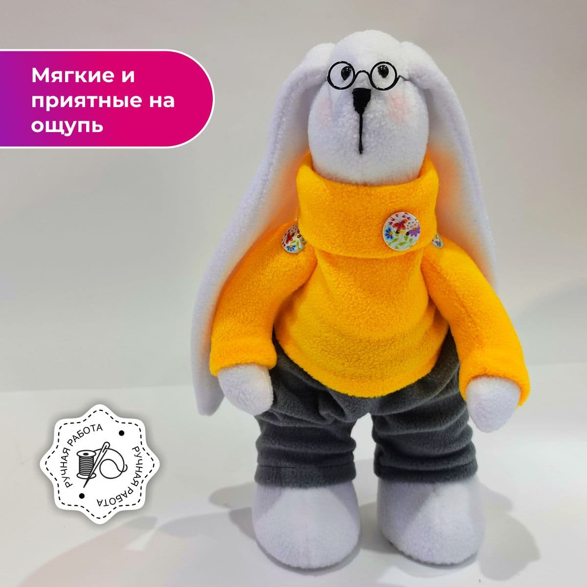 Зайки толстоножки, неразлучники, ручной работы, 28 см. - предметы ручной работы, дополнительное фото 3